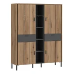 Arundel Wardrobe 4 Door 2 Drawer in Oak/Grey - Image 2
