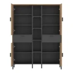 Arundel Wardrobe 4 Door 2 Drawer in Oak/Grey - Image 3