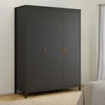 Barcelona Wardrobe with 3 Doors in Matt Black