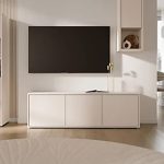Alice Springs Large TV Cabinet with 3 Doors Push-to-Open in Sand