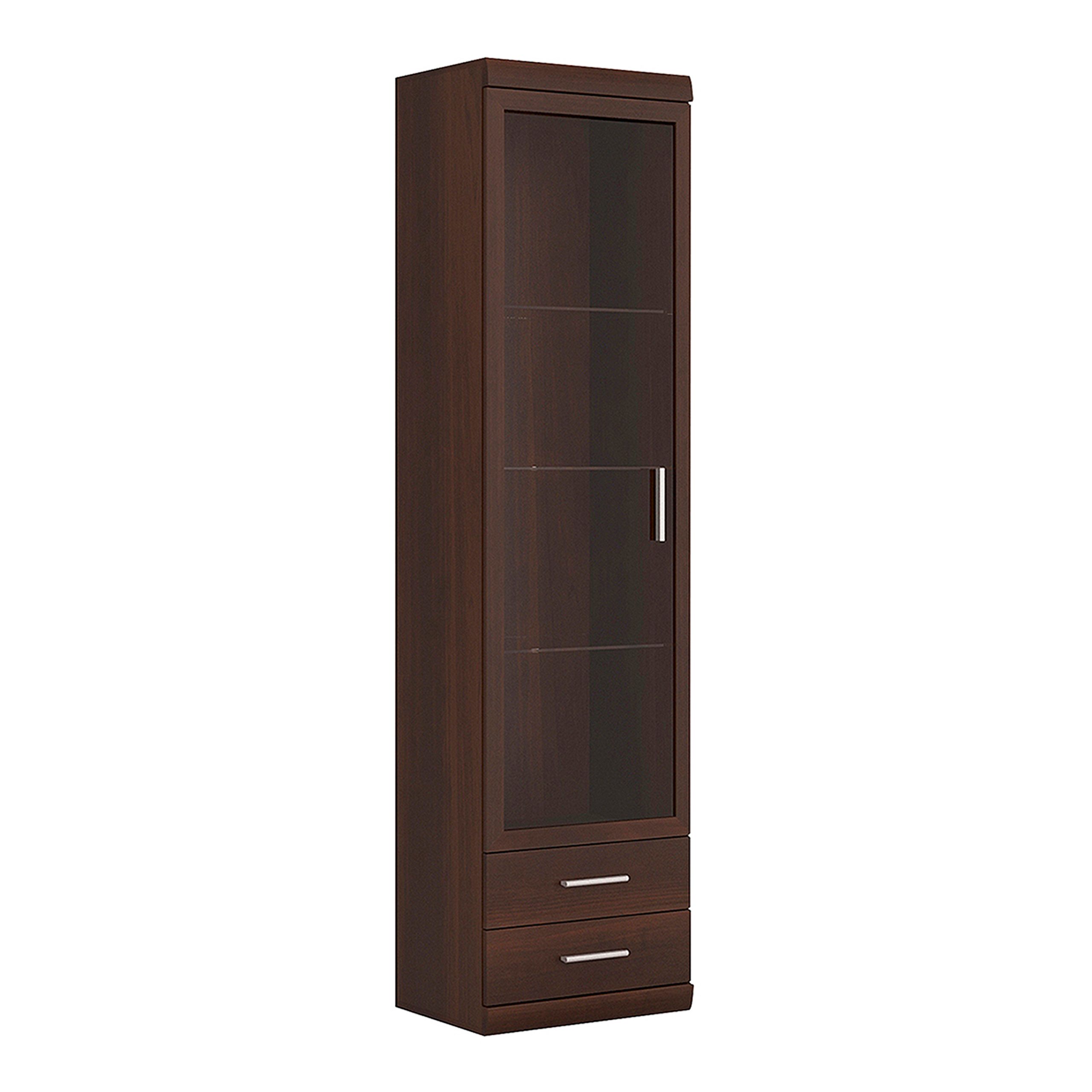 4010143P_1 Imperial Tall Glazed 1 Door 2 Drawer Narrow Cabinet in Dark Mahogany Melamine - Image 1