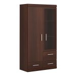 Imperial 2 Door 3 Drawer Glazed Display Cabinet in Dark Mahogany Melamine - Image 2