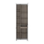 Chelsea Living Tall Glazed Narrow Display Unit (LHD) in White with a Truffle Oak Trim - Image 2
