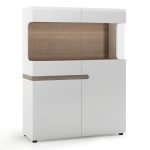Chelsea Living Low Display Cabinet 109cm Wide in White with a Truffle Oak Trim - Image 2