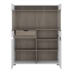 Chelsea Living Low Display Cabinet 109cm Wide in White with a Truffle Oak Trim - Image 3