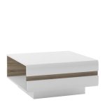 Chelsea Living Small Designer Coffee Table in White with a Truffle Oak Trim - Image 3