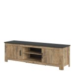 Rapallo 2 Door 189cm wide TV Cabinet in Chestnut and Matera Grey - Image 2