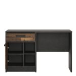 Brooklyn Desk with 1 Door and 1 Drawer in Walnut and Dark Matera Grey - Image 2