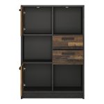 Brooklyn Low Bookcase with 2 Doors and 2 Drawers in Walnut and Dark Matera Grey - Image 2