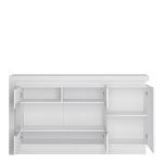 Lyon 3 Door Glazed Sideboard (including LED lighting) in White and High Gloss - Image 2