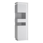 Lyon Tall Narrow Display Cabinet (LHD) (including LED lighting) in White and High Gloss - Image 3