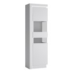 Lyon Tall Narrow Display Cabinet (RHD) (including LED lighting) in White and High Gloss - Image 3