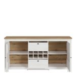 Celesto 2 Door 2 Drawer Sideboard with Wine Rack in White and Oak - Image 2