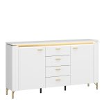 Lazio Sideboard 2 Door 4 Drawer in Alpine White/White Gloss - Image 2
