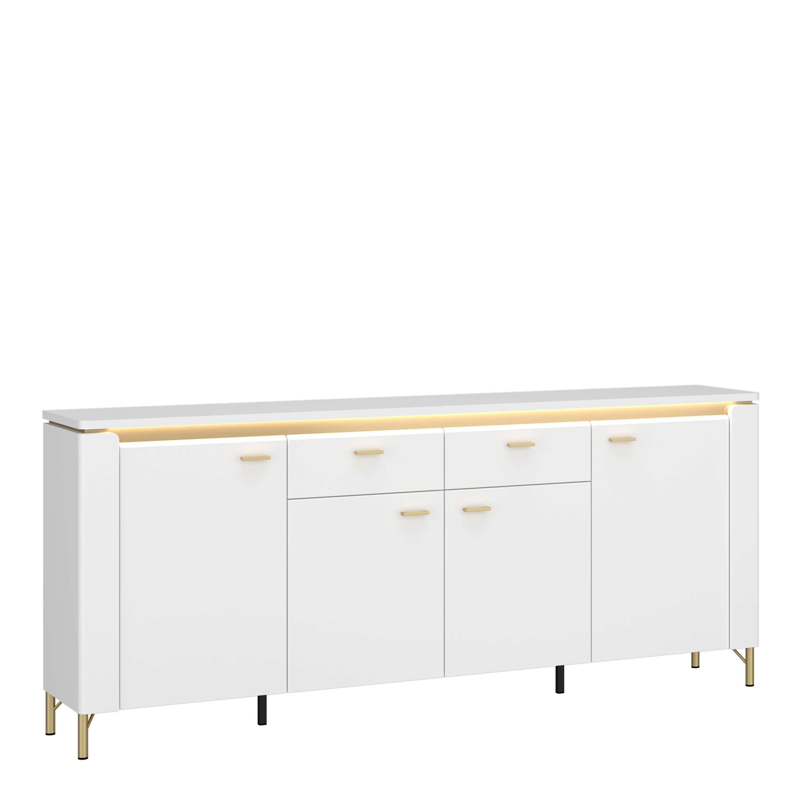 4W617682_1 Lazio Sideboard 4 Door 2 Drawer in Alpine White/White Gloss - Image 1
