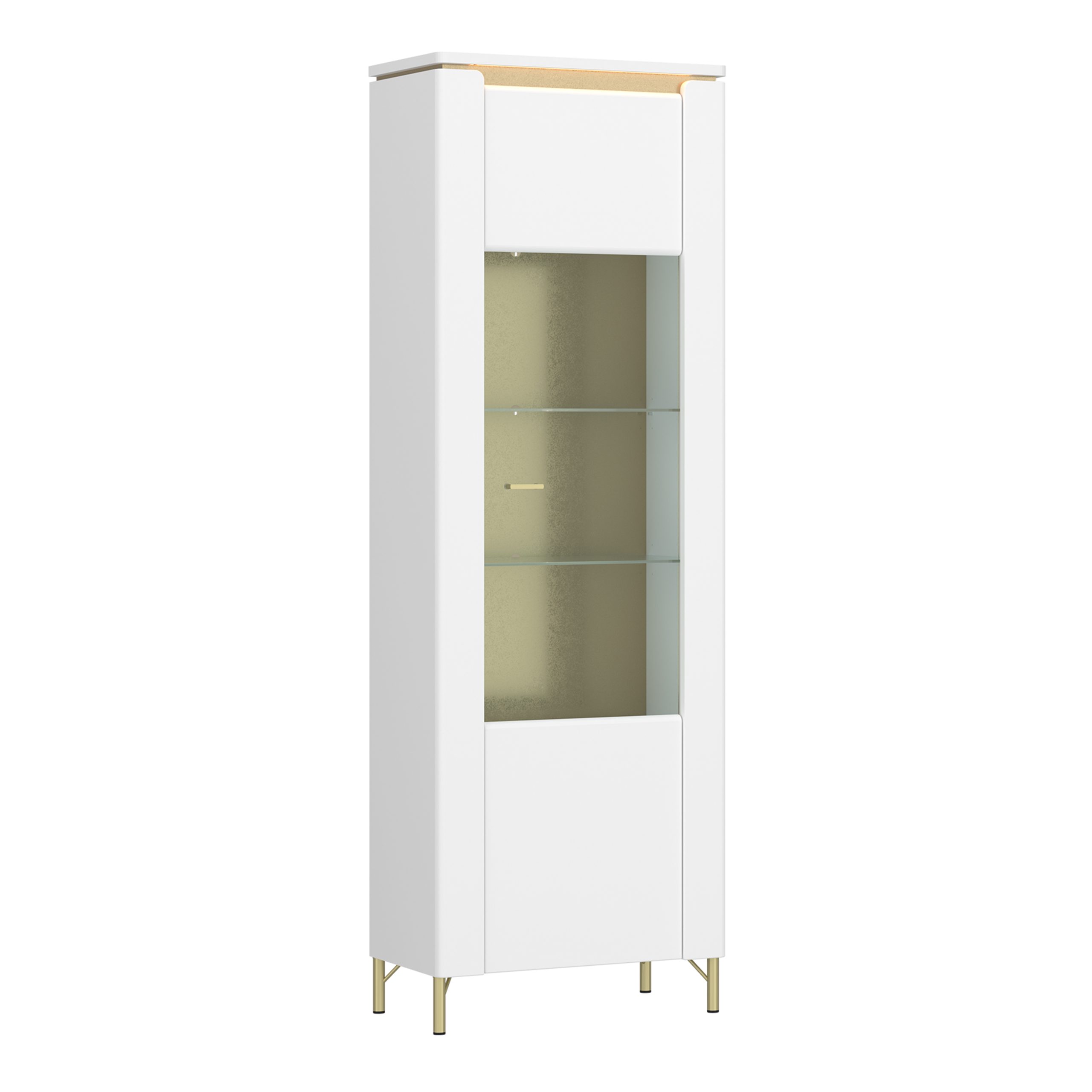 4W617687_1 Lazio Vitrin 1 Door in Alpine White/White Gloss - Image 1