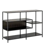 Seaford Wide Ash Black Metal Bookcase With 4 Black Ash Shelves - Image 2