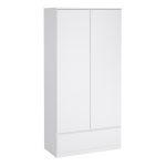Naia Wardrobe with 2 Doors 1 Drawer in White High Gloss