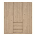 Naia Wardrobe with 2 Sliding Doors 1 Door 3 Drawers in Jackson Hickory Oak - Image 2