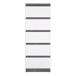 Naia Narrow Chest of 5 Drawers in Concrete and White High Gloss - Image 2