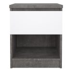 Naia Bedside 1 Drawer 1 Shelf in Concrete and White High Gloss - Image 2