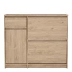Naia Shoe Cabinet with 2 Flip Down Doors 1 Door and 1 Drawer in Jackson Hickory Oak - Image 2