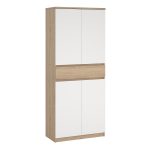 Naia Shoe Cabinet with 4 Doors 1 Drawer in Jackson Hickory Oak and White - Image 3