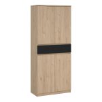 Naia Shoe Cabinet with 4 Doors 1 Drawer in Jackson Hickory Oak and Black - Image 3