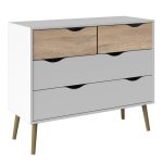 Oslo Chest of 4 Drawers in White and Oak - Image 3