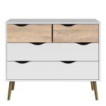 Oslo Chest of 4 Drawers in White and Oak - Image 2