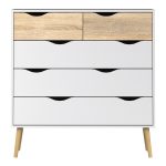 Oslo Chest of 5 Drawers in White and Oak - Image 2