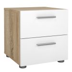 Pepe Package - Bedside 2 Drawers  Chest of 4 Drawers  Wardrobe with 2 Doors in Oak with White High Gloss - Image 5