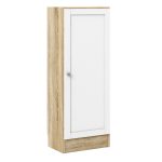 Basic Low Narrow Storage Cabinet in Oak (2 Shelves) with White Door