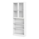 Basic Tall Wide Display Cabinet in White (4 Shelves) with 2 Glass White Doors - Image 2