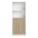 Basic Tall Wide Combination Storage in White (4 Shelves) with 2 Oak Doors - Image 2