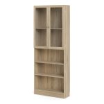 Basic Tall Wide Display Cabinet in Oak (4 Shelves) with 2 Glass Oak Doors - Image 2