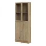Basic Tall Wide (4 Shelves) 4 Door Combination Unit in Oak - Image 2