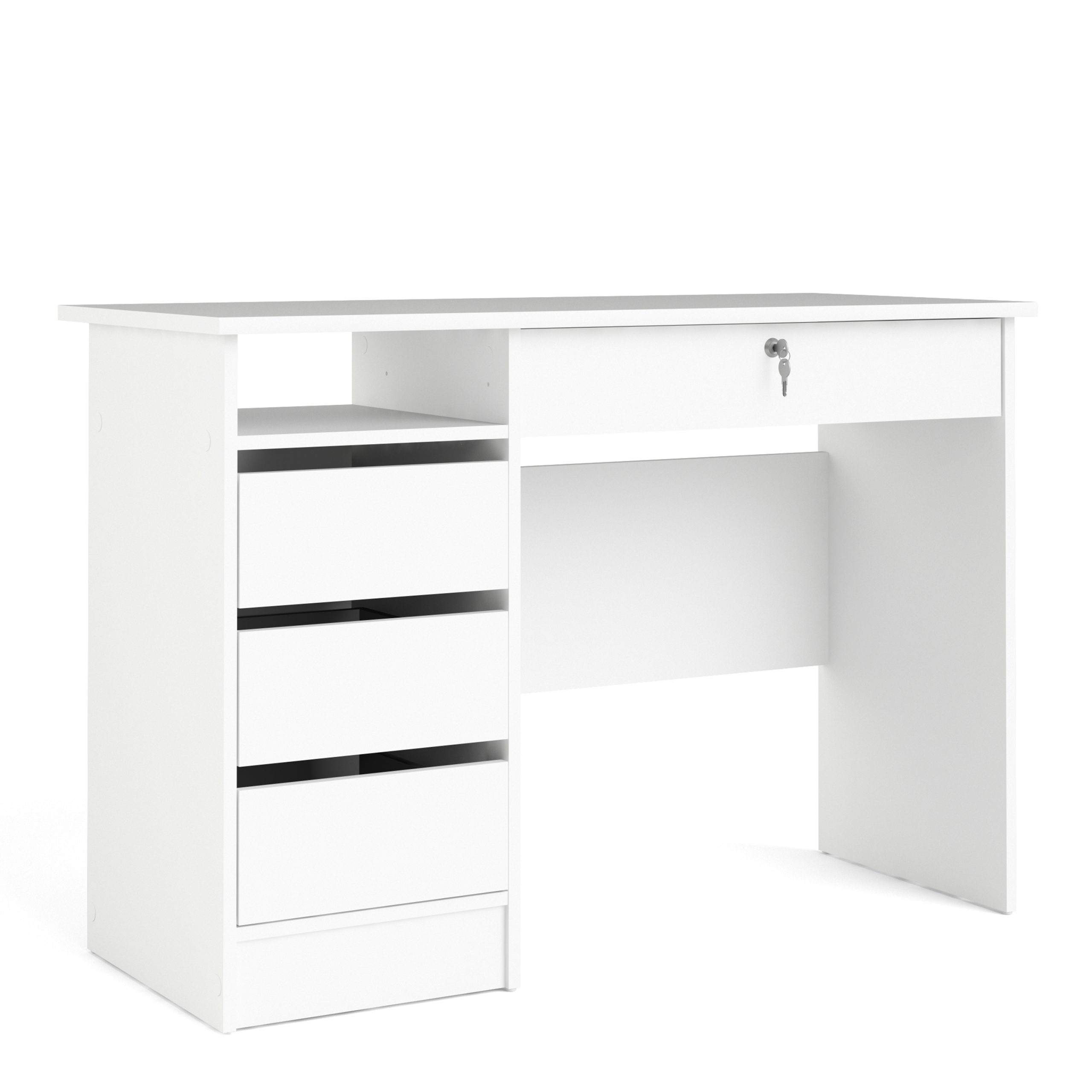719705194949_1 Function Plus 4 Drawer Desk Handleless Drawer in White - Image 1