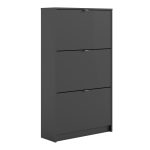 Shoes Shoe Cabinet 3 Flip Down Doors and 2 layers in Matt Black - Image 3