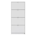 Shoes Shoe Cabinet 4 Flip Down Doors and 2 layers in White - Image 2