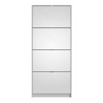 Shoes Shoe Cabinet 4 Flip Down Mirror Doors and 2 layers in White - Image 2