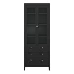 Madrid China Cabinet 2 Glass Doors with 3 Drawers in Matt Black - Image 2