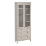 Madrid China Cabinet 2 Glass Doors with 3 Drawers in Cashmere