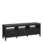 Madrid TV Unit 3 Drawers in Matt Black - Image 3