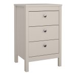 Madrid Bedside Table 3 Drawers in Cashmere - Image 3