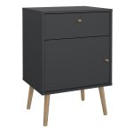 Cumbria Nightstand 1 Door  1 Drawer Dark Grey - Image 2