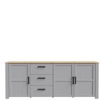 Bohol 3 Door 3 Drawer Large Sideboard in Riviera Oak/Grey Oak - Image 2
