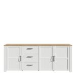 Bohol 3 Door 3 Drawer Large Sideboard in Riviera Oak/White - Image 2