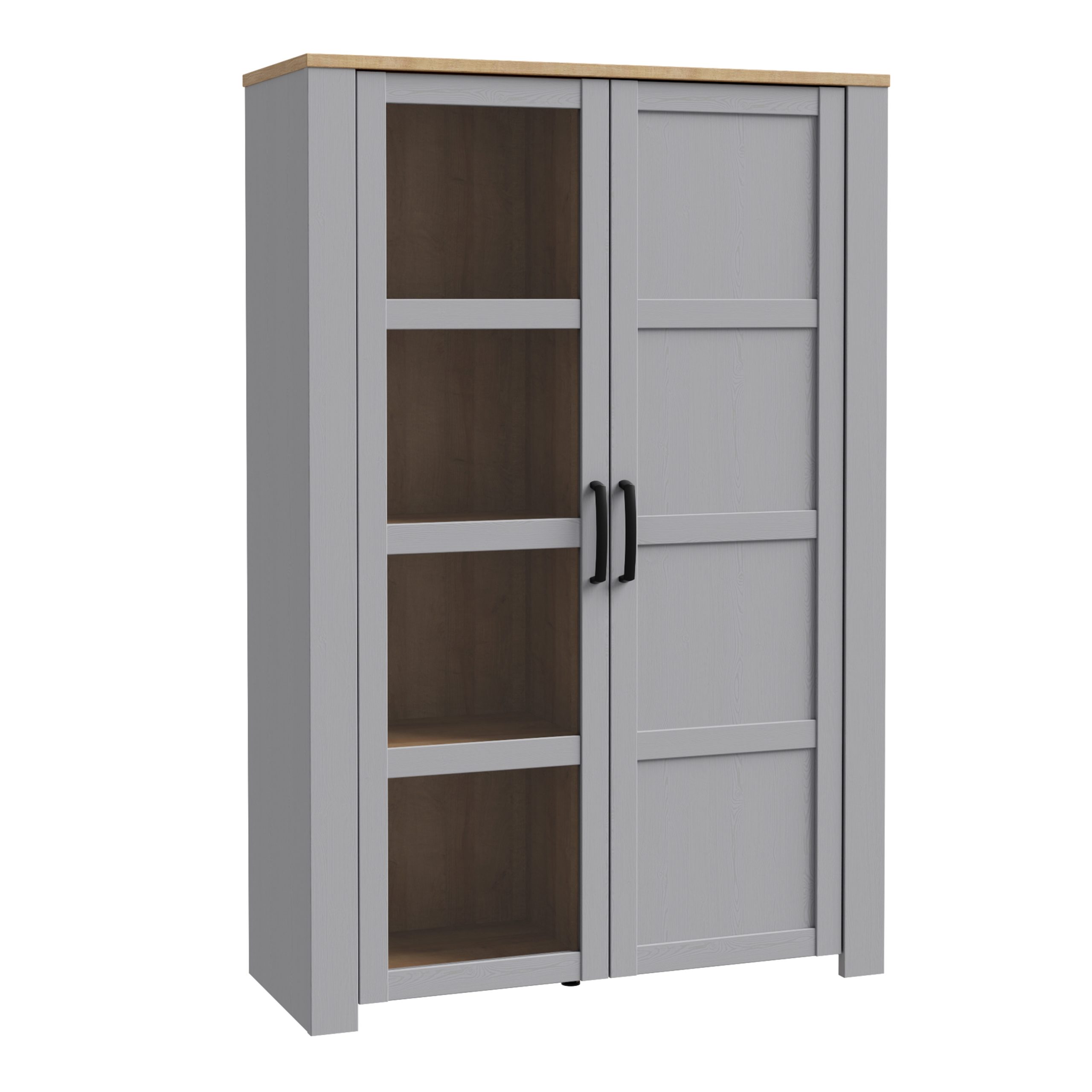 801BHLV621-M478_1 Bohol 2 Door Display Cabinet in Riviera Oak/Grey Oak - Image 1