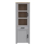 Bohol 2 Door 1 Drawer Narrow Display Cabinet in Riviera Oak/Grey Oak - Image 2